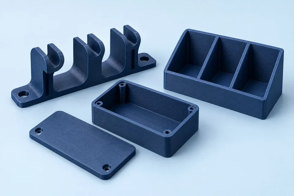 3D-gedruckte Halterungen und ein Gerätegehäuse