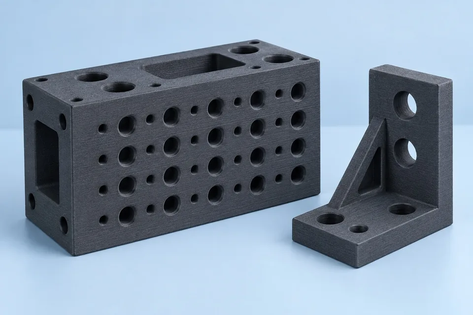 Technische 3D-Druckteile: Positionierhilfe und Winkelhalter